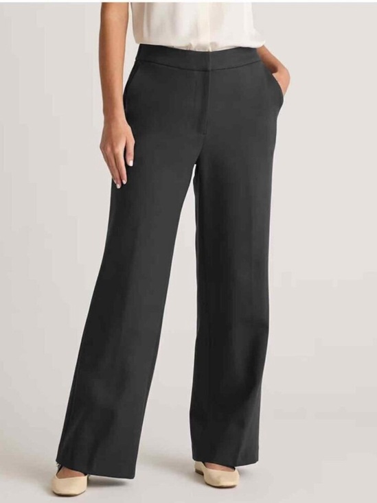 Quince Pants - Quince Ultra-Stretch Ponte Trouser Black Size 0 wide leg short crop